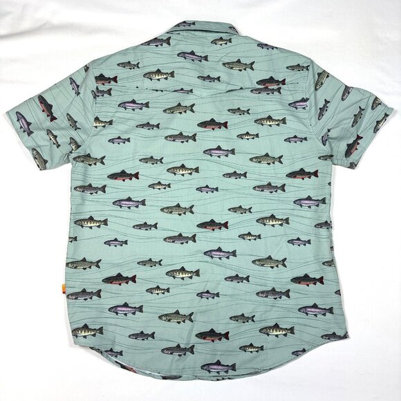 Yo Colorado Snap Button Shirt Rainbow Brook Lake Trout All Over Print Mens XL - Picture 7 of 7